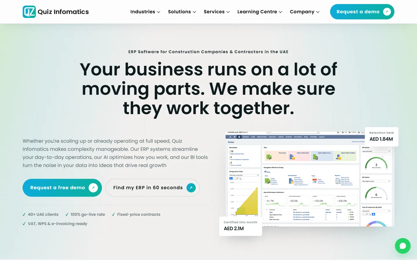 QZ Infomatics homepage built on a custom WordPress theme
